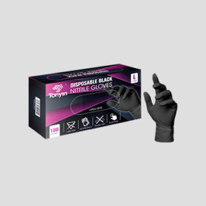 TONYIN Disposable Back Nitrile Gloves - Jednorazowe czarne rękawice nitrylowe (rozm. L) 100 szt.